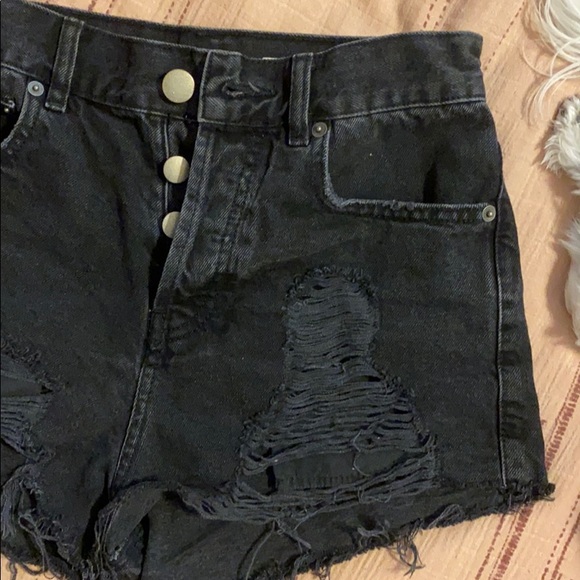 Button up black jean shorts - Picture 5 of 7